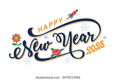 New year 2028 typography logo design. Happy new year 2028 logo design