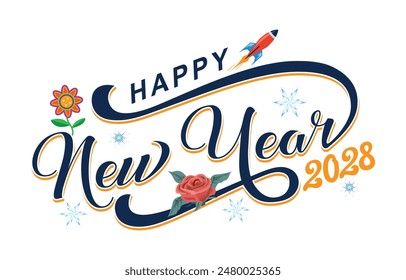 New year 2028 typography logo design. Happy new year 2028 logo design