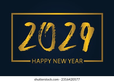 New year 2029 celebrations. gold text isolated on black background.