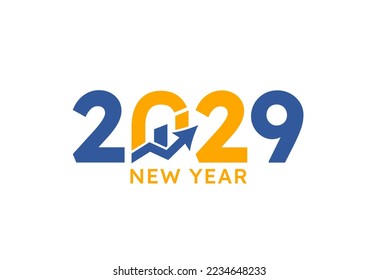 New year 2029 with Graph Chart Isolated on white background. For Brochure design template, card, banner. Business growth 2029 year concept.