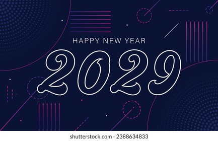 Diseño del logo de la tipografía de Año Nuevo 2029. Feliz diseño del logo de Año Nuevo 2029