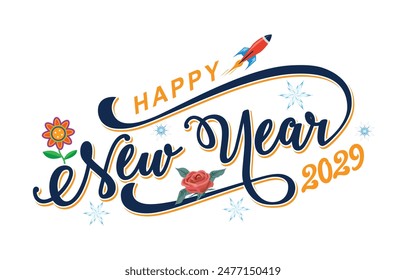 New year 2029 typography logo design. Happy new year 2029 logo design