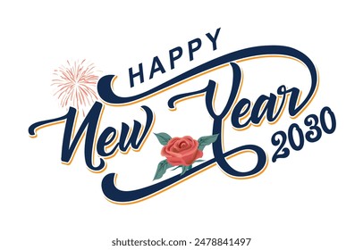 Nuevo año 2030 diseño de logotipo tipográfico. Feliz año nuevo 2030 logo diseño