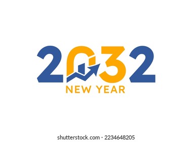 New year 2032 with Graph Chart Isolated on white background. For Brochure design template, card, banner. Business growth 2032 year concept. svg