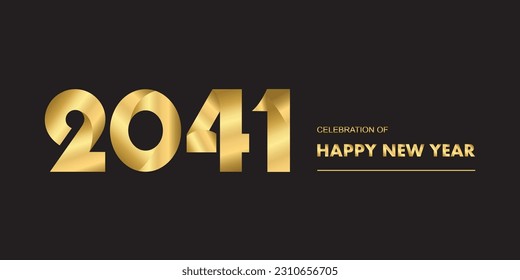 New year 2041 celebrations gold greetings poster isolated over black background.