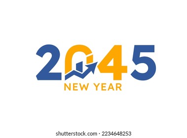 Nuevo año 2045 con gráfico gráfico gráfico aislado en fondo blanco. Para plantilla de diseño de folleto, tarjeta, cartel. El concepto de crecimiento de las empresas en 2045.
