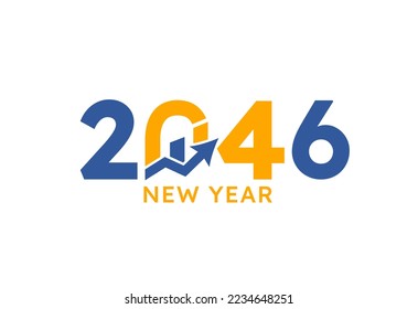 New year 2046 with Graph Chart Isolated on white background. For Brochure design template, card, banner. Business growth 2046 year concept.