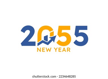 New year 2055 with Graph Chart Isolated on white background. For Brochure design template, card, banner. Business growth 2055 year concept.