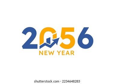New year 2056 with Graph Chart Isolated on white background. For Brochure design template, card, banner. Business growth 2056 year concept.