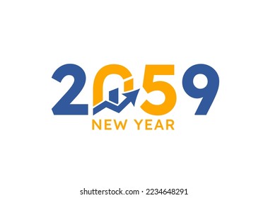 New year 2059 with Graph Chart Isolated on white background. For Brochure design template, card, banner. Business growth 2059 year concept.