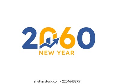 New year 2060 with Graph Chart Isolated on white background. For Brochure design template, card, banner. Business growth 2060 year concept.