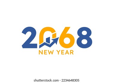 New year 2068 with Graph Chart Isolated on white background. For Brochure design template, card, banner. Business growth 2068 year concept.