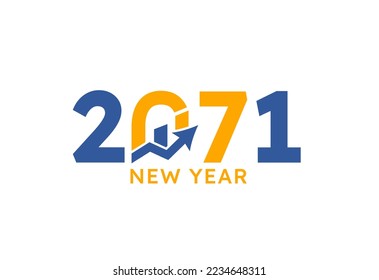 New year 2071 with Graph Chart Isolated on white background. For Brochure design template, card, banner. Business growth 2071 year concept.