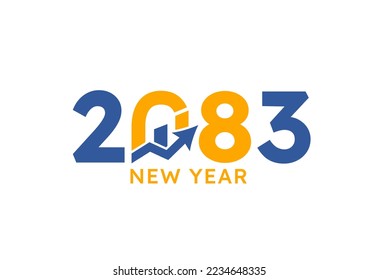 New year 2083 with Graph Chart Isolated on white background. For Brochure design template, card, banner. Business growth 2083 year concept.