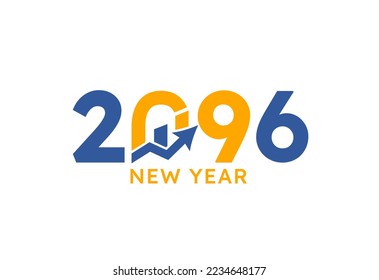 Nuevo año 2096 con gráfico gráfico gráfico aislado en fondo blanco. Para plantilla de diseño de folleto, tarjeta, cartel. El concepto de crecimiento de las empresas en 2096.