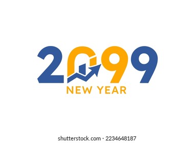 New year 2099 with Graph Chart Isolated on white background. For Brochure design template, card, banner. Business growth 2099 year concept.