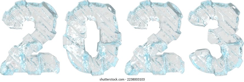 New Year 3d figures 2023 in ice