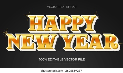 New year 3d gold text effect editable template design