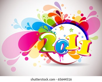 new year abstract  2011  with colorful design. Vector illustration