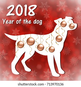 New Year abstract background with a dog silhouette