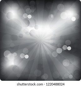 New Year abstract background and glowing lights. Festive bokeh gift card. Vector illustration