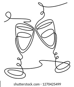 New Year abstract background one line drawing