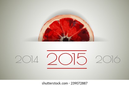New Year abstract background with piece of citrus.