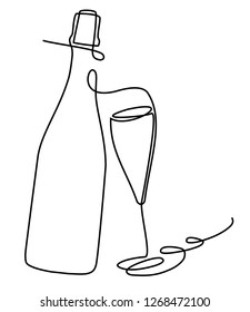 New Year abstract party background one line drawing