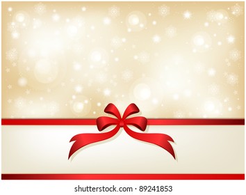 New year abstract winter background with red ribbon and bow