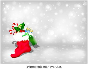 New year abstract winter background with christmas sock