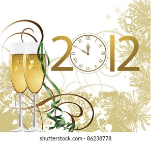 New Year. All elements and textures are individual objects. Vector illustration scale to any size.