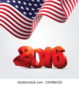 New Year and American flag vector illustration