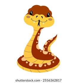 new year of animal snake symbol, cute cartoon reptile isolated on white background, chinese zodiac snake symbol