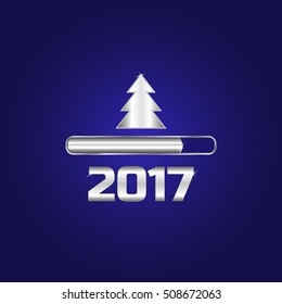 New Year. Approaching the new Year. Blue background with silver numbers and symbols. Christmas tree