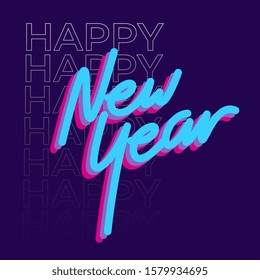New Year artistic text with blue background