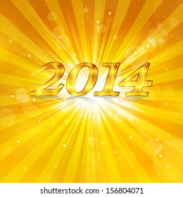 New Year background 2014 gold