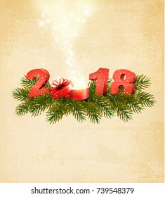 New Year background with a 2018 and magic box. Vector.