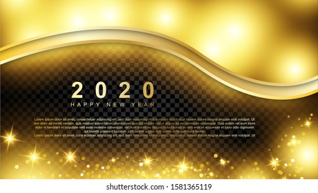 New year background 2020, with a sparkling gold design. Vector illustration eps 10