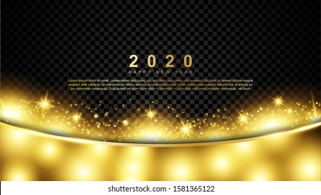 New year background 2020, with a sparkling gold design. Vector illustration eps 10