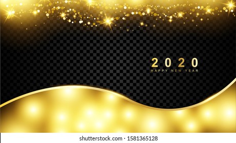 New year background 2020, with a sparkling gold design. Vector illustration eps 10