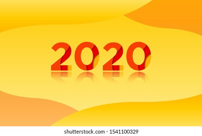 new year background 2020, yellow overlapping happy new year 2020 wallpaper, can be used for backgrounds, banner, flyer, vector.