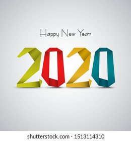 New Year background with abstract design colored folded paper