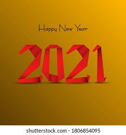 New Year background with abstract design folded paper in red orange design