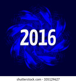 New Year background. Abstract shining shape with number 2016. Vector illustration.