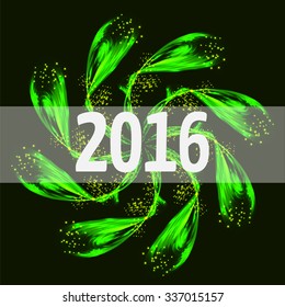 New Year background. Abstract shining shape with number 2016. Vector illustration.