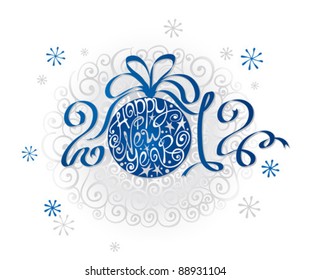 New Year background -- ball with a bow