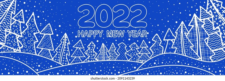 Antecedentes de Año Nuevo, pancarta. Bosque estilizado, diferentes texturas.