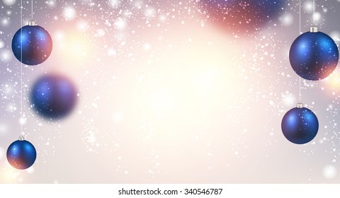 Neujahr Hintergrund mit blauen Bälle. Vektorgrafik.