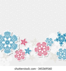 New year background with blue and red snowflakes vector