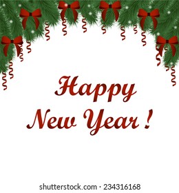 New Year Background with bows and ribbons- vector illustration